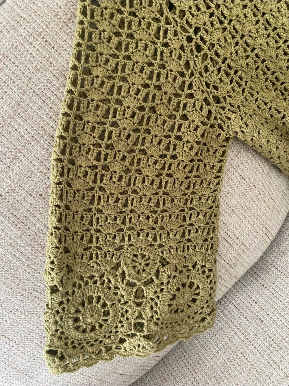 Ruby Rd. Olive Green Crochet Open-Front Shrug